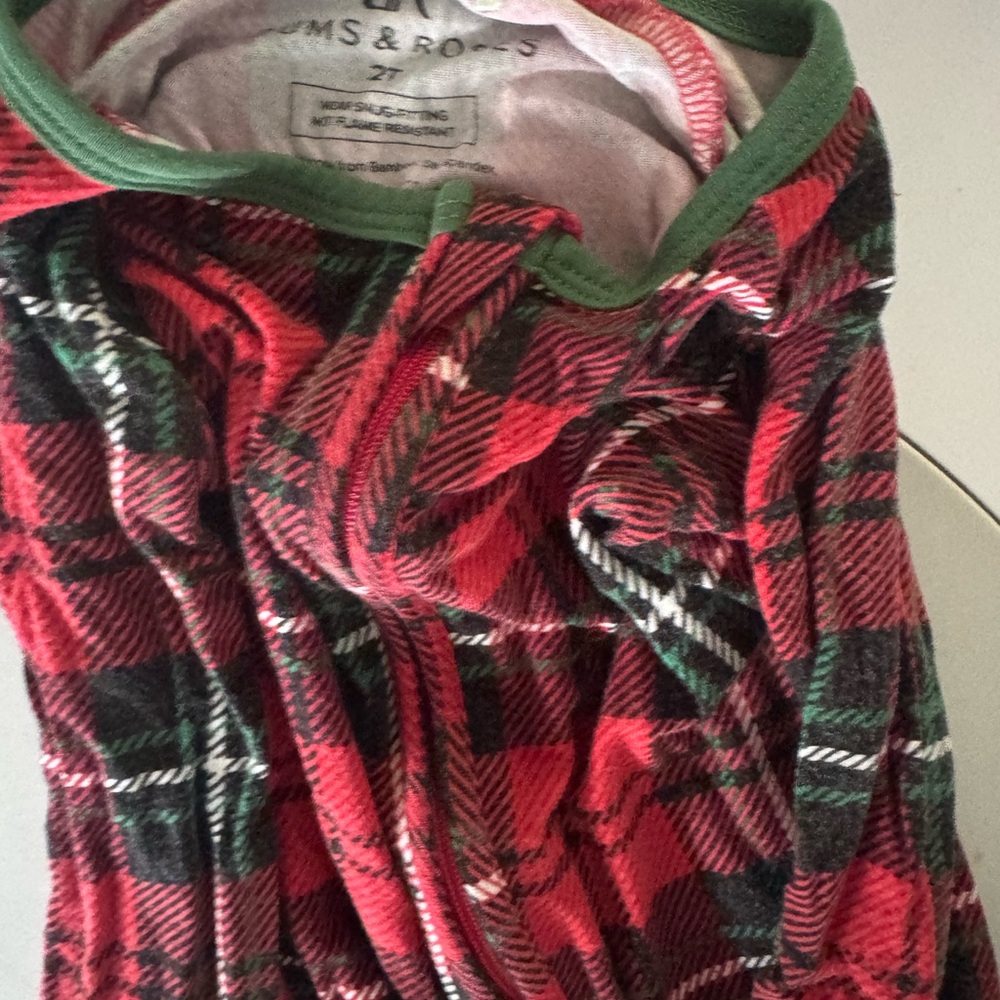 Plaid Kids Pajamas - Red and Green
